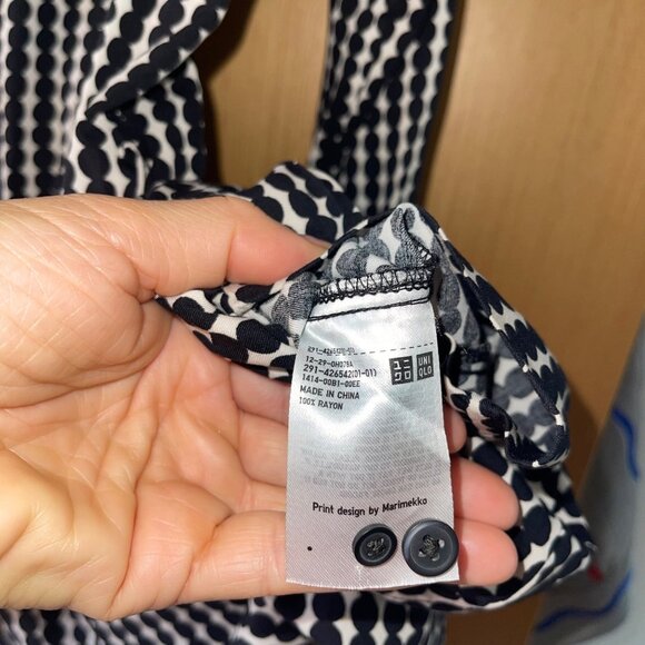 Marimekko Uniqlo Womens Jumpsuit Size M Black Dotted Long Sleeve Pure Rayon New - Picture 7 of 12